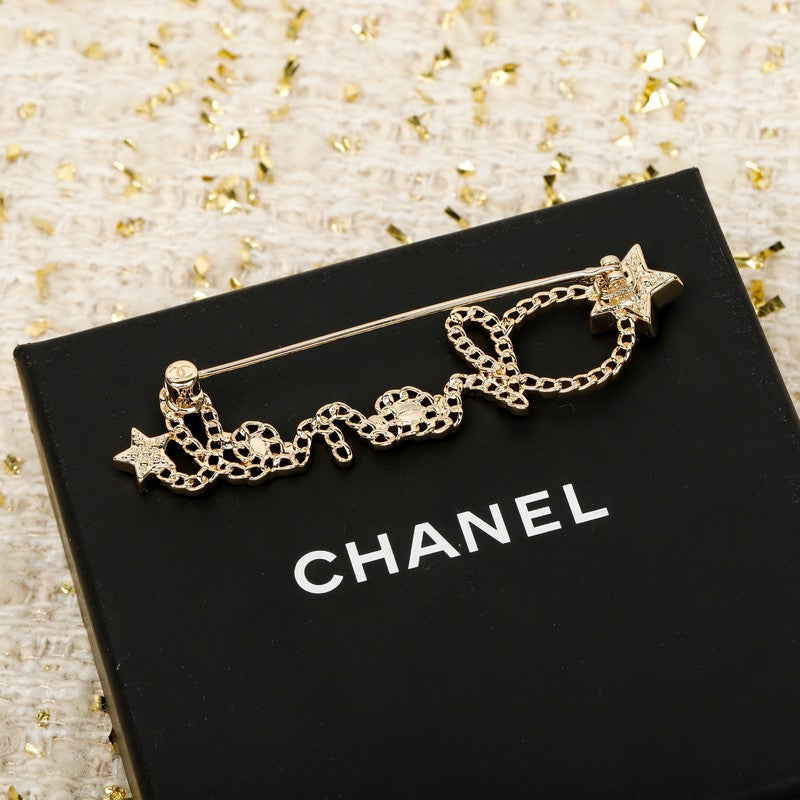 18K  Chanel Leather Gold Brooch